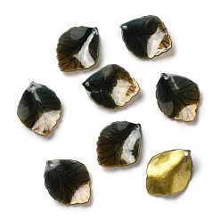 Темно-Зеленый Акриловые подвески, лист, темно-зеленый, 24~25x18~19x3~4 мм, отверстие : 1~1.4 мм