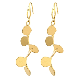 Real 18K Gold Plated Ion Plating(IP) 304 Stainless Steel Earrings for Women, Leaf, Real 18K Gold Plated, 71x24mm