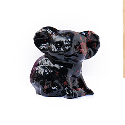 Plum Blossom Jasper Натуральная яшма из сливы цветущая скульптура витрина украшения, для домашнего офисного стола, коала, 32x30 мм