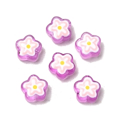 Бледно-Розовый Стеклянные эмалевые бусины ручной работы, бусины ручной работы, цветок, розовый жемчуг, 11.5x12~12.5x6.5 мм, отверстие : 1.2 мм