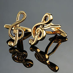 Golden Brass Musical Note Cufflinks, for Apparel Accessories, Golden, 10mm