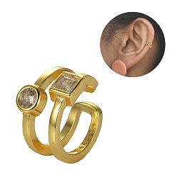 Oro 925 pendientes de plata esterlina, Aretes versátiles con incrustaciones de circonita cúbica simple de doble capa para mujer, dorado, 12.8x12 mm, 8 mm de diámetro interior