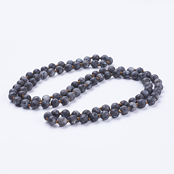 Labradorite Natural Larvikite Beaded Necklaces, Frosted, Round, 36 inch(91.44cm)