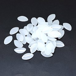 Schnee Nachahmung Jade Glas-Anhänger, Lotusblütenblatt, Schnee, 20.5x12x2.5 mm, Bohrung: 1 mm