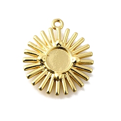 Золотой Подвеска-кабошон из латуни с солнцем, без кадмия и без свинца, стойки покрытие, золотые, лоток : 5 мм, 20x18x3 мм, отверстие : 1.4 мм