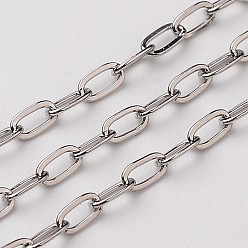 Нержавеющая Сталь Цвет Устойчивы к потускнению 304 цепи из нержавеющей стали, с карточной бумагой, пайки, Плоско-овальные, цвет нержавеющей стали, 4x2 мм
