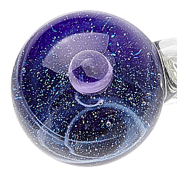 Medium Purple DIY Starry Sky Style Pendant Necklaces Making, include Handmade Lampwork Pendants, Spray Painted Cowhide Leather Cords, Brass Snake Chain Making and Jewelry Boxes, Medium Purple, 28.5~30x20~21x19~20mm, Hole: 3~4mm