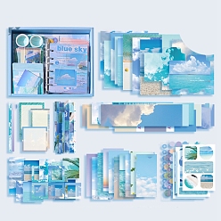 Темно-Голубой Набор бумаги для скрапбукинга, для альбома для вырезок diy, справочная бумага, украшение дневника, глубокое синее небо, 230x185 мм, 155 шт / комплект