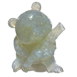 Opalite Resin Panda Display Decoration, with Opalite Chips Inside for Home Office Desk Decoration, 65x65x85mm