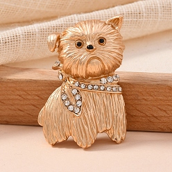 Собака Броши из матового светло-золотистого сплава со стразами, собака, 70 мм