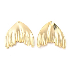 Настоящее золото 24K Стойки обшивки латунь филигранные подвески, без кадмия и без свинца, очарование рыбий хвост, реальный 24 k позолоченный, 23x23x1 мм, отверстие : 1.2 мм