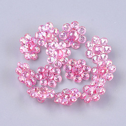 Камелия Прозрачные как пластиковые кнопки хвостовика, жемчужные, граненые, цветок, камелия, 17.5~18x17.5~18x9 мм, Отверстие : 3 мм , около 850 шт / 500 г