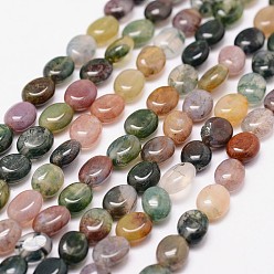 (RRHB277) Кристалл на подкладке из медово-бежевого цвета Природного индийского агата бисер нитей, овальные, 8x6x3.5 мм, отверстие : 1.2 мм, 48 шт / нитка, 15.7 дюйм