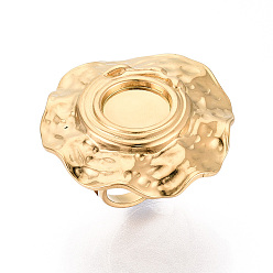 Настоящее золото 18K Регулируемые 304 кольцевые компоненты из нержавеющей стали, настройки круглого кольца, ионное покрытие (ip), реальный 18 k позолоченный, лоток : 11 мм, 34x32.5 мм, внутренний диаметр: 16~17 мм