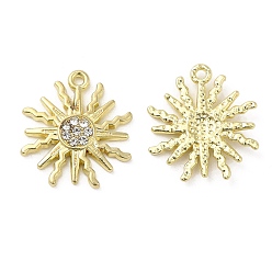 Золотой Подвески из сплава, с кристально горный хрусталь, без кадмия, без никеля и без свинца, солнечные чары, золотые, 19x17x2.5 мм, отверстие : 1.4 мм