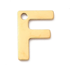 Letter F 304 прелести нержавеющей стали, письмо амулеты, ионное покрытие (ip), реальный 18 k позолоченный, Буква F, 11x10x0.8 мм, отверстие : 1.2 мм