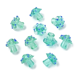 Темно-бирюзовый 10шт. бусин ручной работы, изготовленных методом выдувания стекла, с неровной поверхностью, гриб, темные бирюзовый, 16~17x14.5~16.5x14~16 мм, отверстие : 1.2~1.8 мм