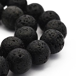 Lava Rock Natural Lava Rock Round Bead Strands, Lava Rock, 12mm, Hole: 1mm, about 34pcs/strand, 15.7 inch