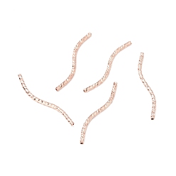 Розовое Золото Латунная изогнутая трубчатая бусина с покрытием стойки, без кадмия и без свинца, долговечный, розовое золото , 30x1.5 мм, отверстие : 0.9 мм