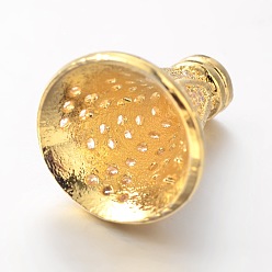 Golden Brass Micro Pave Cubic Zirconia Bead Cones, Golden, 13x12mm, Hole: 1mm & 6mm
