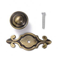 Antique Bronze Vintage Alloy Cabinet Door Knobs, Kitchen Drawer Pulls Cabinet Handles, with Iron Screws, Antique Bronze, 74x29x2mm