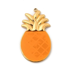 Золотой 304 нержавеющая сталь с акриловыми подвесками, ананас, ионное покрытие (ip), золотые, 36x20x2 мм, отверстие : 1.4 мм
