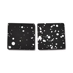 Черный Подвески из акрила с росписью airspay, квадратный, чёрные, 29.5x29.5x2 мм, отверстие : 2 мм