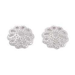 Платина Латунные многолепестковые колпачки для бусинок, долговечный, цветок, Реальная платина, 8.5x2 мм, отверстие : 1.2 мм