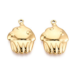 Настоящее золото 18K 304 подвески из нержавеющей стали, чистить, ионное покрытие (ip), реальный 18 k позолоченный, 26x19x4 мм, отверстие : 1.6 мм