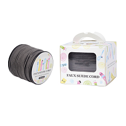Темно-серый Шнуры из искусственной замши, искусственная замшевая кружева, бумажная коробка упаковка, темно-серый, 3.0x1.4 мм, о 98.43yards / рулон (90 м / рулон)