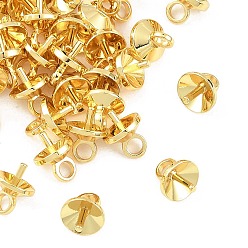 Chapado en Oro Real 18K Colgantes de latón con perlas y pasadores de Shegrace, por medio perforó perlas, sin cadmio y níque y plomo, real 18 k chapado en oro, 7.5x6x6 mm, agujero: 2 mm, pin: 1 mm