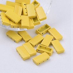 Gold Mehrsträngige Glieder aus sprühlackierter Legierung, für fliesen elastische armbänder machen, Rechteck, Gold, 16x8x4 mm, Bohrung: 0.8 mm