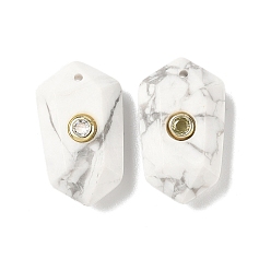 Хрусталь Ограненные подвески из натуральных кристаллов кварца, подвески в форме кристального кластера, с латунными микро проложить кубических выводы циркония, золотые, 24.5x14.5x7.5~8.5 мм, отверстие : 1.2 мм