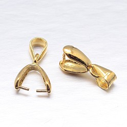 Golden Sterling Silver Pendant Bails, Ice Pick & Pinch Bails, Golden, 14x8x4mm, Hole: 3.5x3mm, Pin: 1mm, about 40pcs/20g