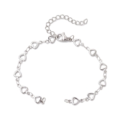 Нержавеющая Сталь Цвет 304 изготовление браслетов из полой цепочки в форме сердца из нержавеющей стали для женщин, цвет нержавеющей стали, 6-1/4 дюйм (15.8 см)