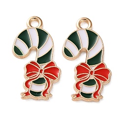 Candy Cane Подвески из эмали и сплава, Новогодняя тема, золотой свет, шоколадная конфета, 23x12x1.2 мм, отверстие : 1.8 мм