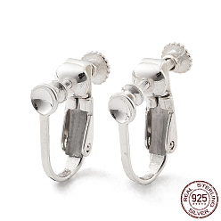 Silver 925 Sterling Silver Clip-on Earring Findings, Spiral Ear Clip, Screw Back Ear Components Non Pierced Earring Converter, Silver, 15x14mm