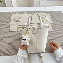 Желтая Старая Ткань  Наборы винтажных сумок-ведров своими руками, включая материалы сумки из искусственной кожи, старое кружево, 22x18x12.5 см