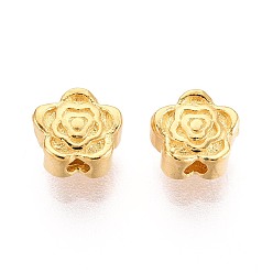 Настоящее золото 24K 925 шарики стерлингового серебра, цветок, реальный 24 k позолоченный, 5.5x5.5x3 мм, отверстие : 1~1.2 мм