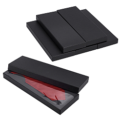 Черный Коробки для хранения бумажно-картонных галстуков, прямоугольные, чёрные, 31x11.1x2.9 см