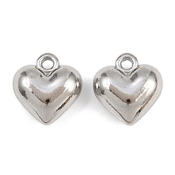 Нержавеющая Сталь Цвет 304 прелести нержавеющей стали, сердце прелести, цвет нержавеющей стали, 13x12x6 мм, отверстие : 1.8 мм