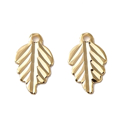 Real 24K Gold Plated Brass Pendants, Leaf, Real 24K Gold Plated, 12x7x0.9mm, Hole: 1.2mm