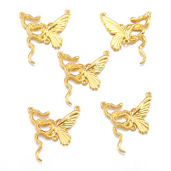 Золотой Сплав ссылки люстра компонент, бабочка, золотые, 28x26 мм, отверстие : 1 мм