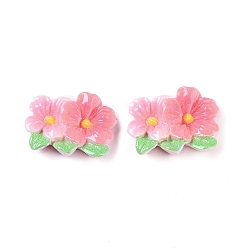 Rose Nacré Cabochons décodés en résine opaque, fleur, perle rose, 10x14x4.5mm