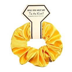 Gold Krawatte tuch elastische haar zubehör, für Mädchen oder Frauen, Scrunchie / Haargummis, Gold, 100~210 mm, 5 Stück / Set
