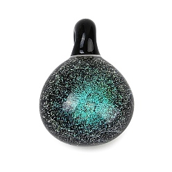 Темно-бирюзовый Подвески лэмпворк ручной работы, подвески в форме кошки, темные бирюзовый, 27~27.5x18x15 мм, отверстие : 2.5 мм