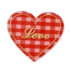 Красный Акриловые подвески на день святого валентина, любить, красные, 44.5x50x2 мм, отверстие : 2 мм
