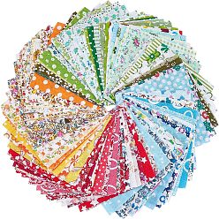 Mixed Color Patchwork Cotton Fabric Squares, for Sewing, Quilting, DIY Craft, Handicraft, Flower Pattern, Mixed Color, 10x10x0.02cm, 50pcs/bag, 4 colors, 4bags/set