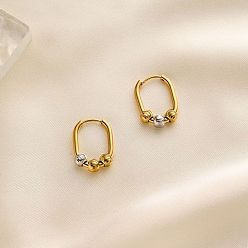 Золотой & Цвет Нержавеющей Стали Два тона 304 из нержавеющей стали серьги обруча, овальный с круглым, золотые и нержавеющая сталь цвет, 20 мм