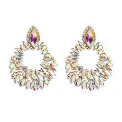 Crystal AB Alloy Rhinestone Stud Earring, Teardrop, Crystal AB, 65x50mm